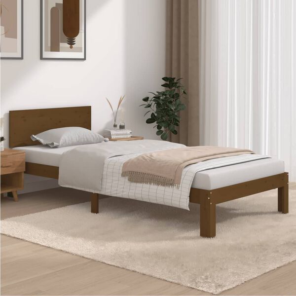 vidaXL Bed Frame without Mattress Honey Brown Solid Wood Pine 90x200cm
