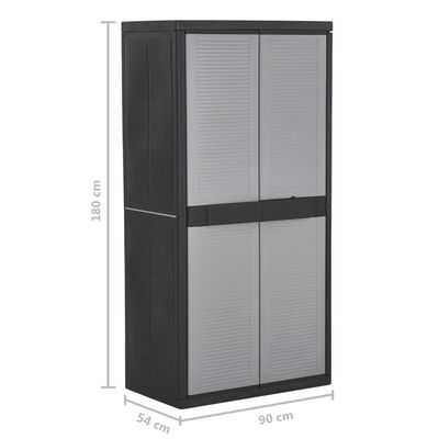 vidaXL Storage Cabinet with 2 Doors 90x54x180 cm Black and Grey