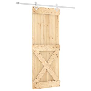 vidaXL Sliding Door Natural and White 80 x 210 cm Solid Pine Wood