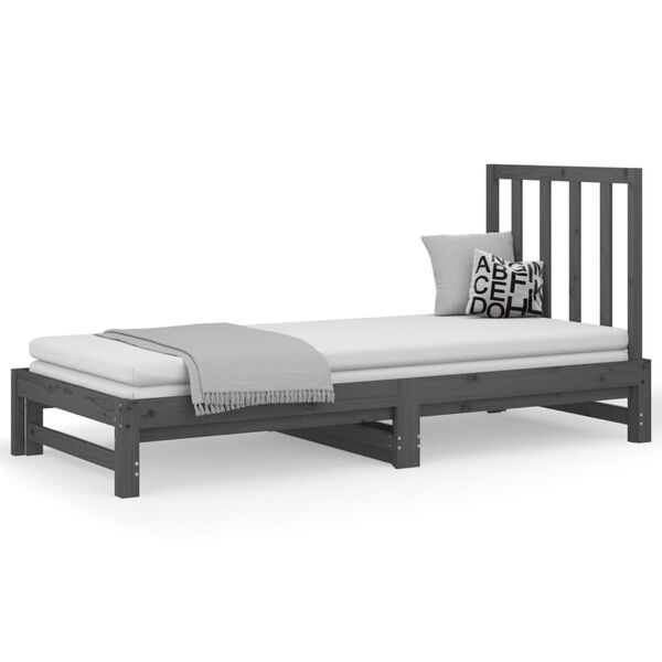 vidaXL Pull-out Day Bed without Mattress Grey 2x(90x200) cm