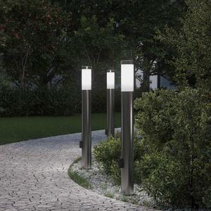 vidaXL Bollard Lights with Outlet 3pcs 80 cm Stainless Steel IP44