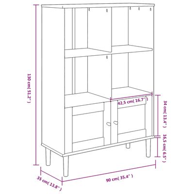 vidaXL Bookcase SENJA Rattan Look Brown 90x35x130 cm Solid Wood Pine