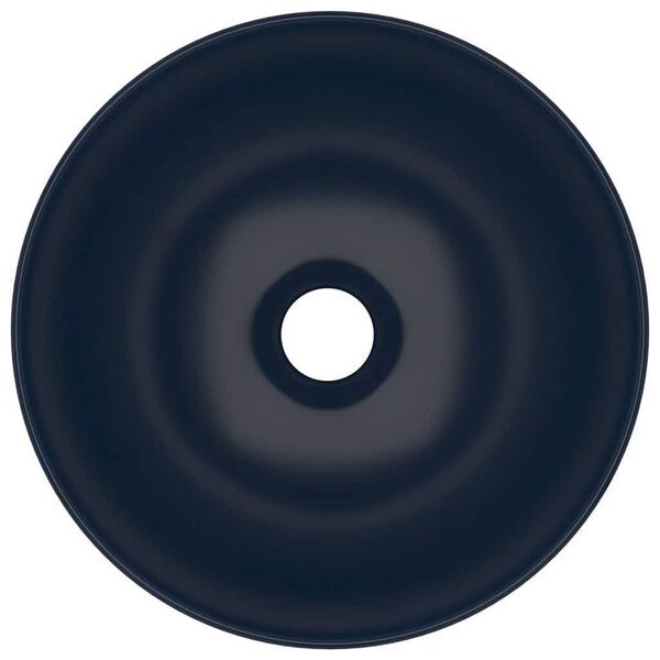 vidaXL Bathroom Sink Ceramic Dark Blue Round