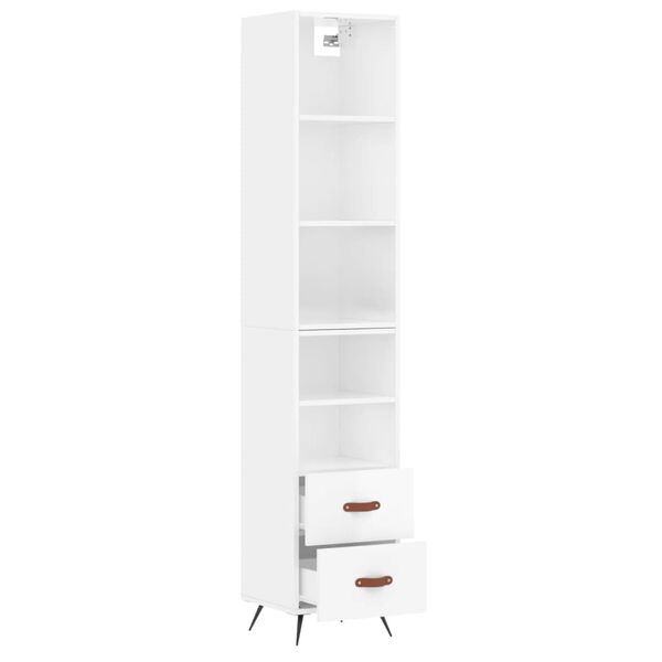 vidaXL Highboard High Gloss White 34.5x34x180 cm Engineered Wood