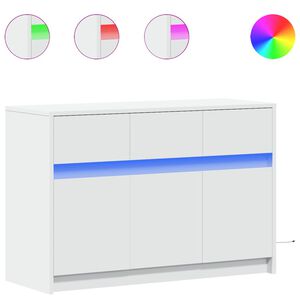 vidaXL TV Cabinet with LED White 91x34x61 cm Engineered Wood