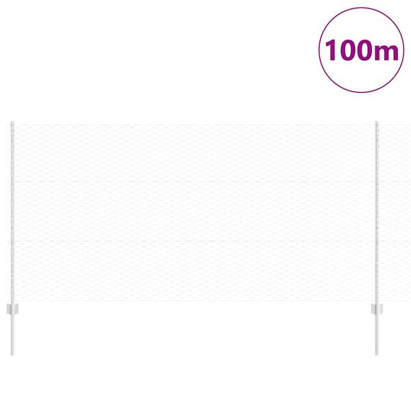 vidaXL Fence with Post Silver 1.2 x 100 m Steel
