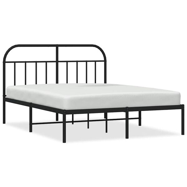 vidaXL Metal Bed Frame without Mattress with Headboard Black 150x200cm