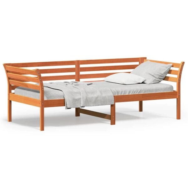 vidaXL Day Bed without Mattress Wax Brown 100x200 cm Solid Wood Pine