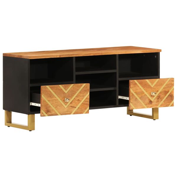 vidaXL TV Cabinet Brown and Black 100x33.5x46 cm Solid Wood Mango