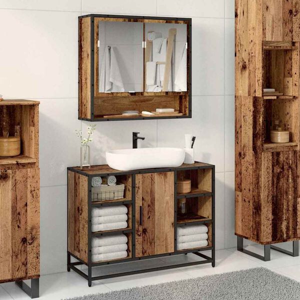 vidaXL Bathroom Cabinet Old Wood 80 x 33 x 60 cm Engineered Wood