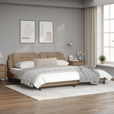 vidaXL Bed Frame with Headboard Cappuccino 200x200 cm Faux Leather