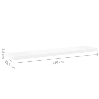 vidaXL Floating Wall Shelf Oak and White 120x23.5x3.8 cm MDF