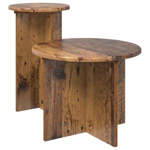 vidaXL Side Table Set with Storage 2 pcs Old Wood Engineered Wood