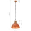 vidaXL Industrial Hanging Lamp Copper Round 51 cm E27 Solid Mango Wood