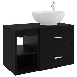 vidaXL Bathroom Furniture Set 2 pcs Black Oak Engineered Wood