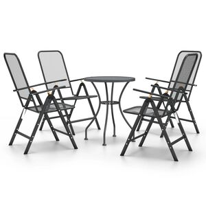 vidaXL Garden Dining Set | Anthracite | Expanded metal mesh | Compact | Foldable
