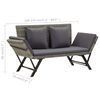 vidaXL Garden Bench with Cushions Grey 176 cm Poly Rattan