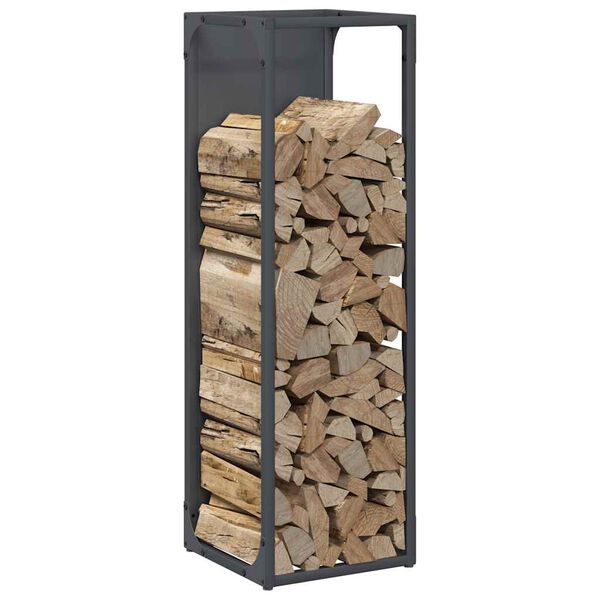 vidaXL Firewood Rack Anthracite 25x25x80 cm Cold-rolled steel
