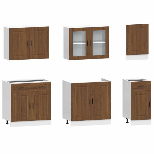 vidaXL 7 Piece Kitchen Cabinet Set Porto Brown Oak Engineered Wood