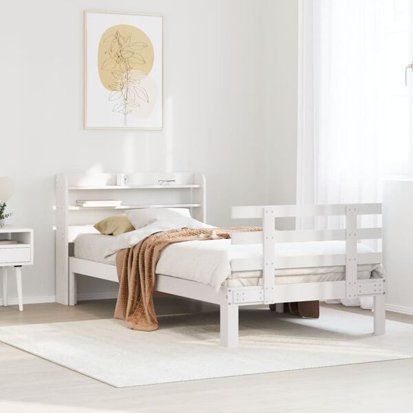vidaXL Bed Frame with Headboard without Mattress White 90x200 cm