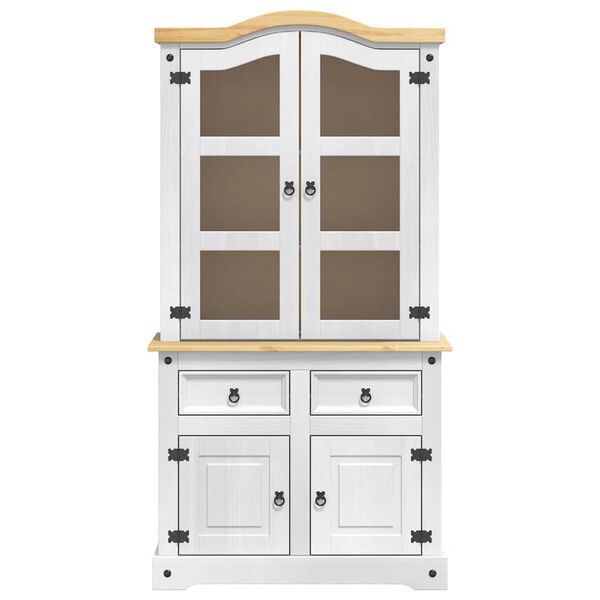 vidaXL Sideboard with Drawer White 100 x 48.5 x 179 cm Solid Pine Wood