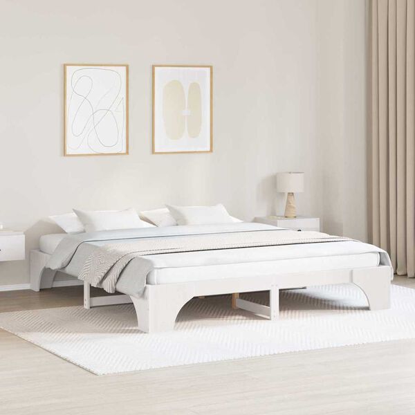 vidaXL Bed Frame White 180 x 200 cm Solid Pine Wood