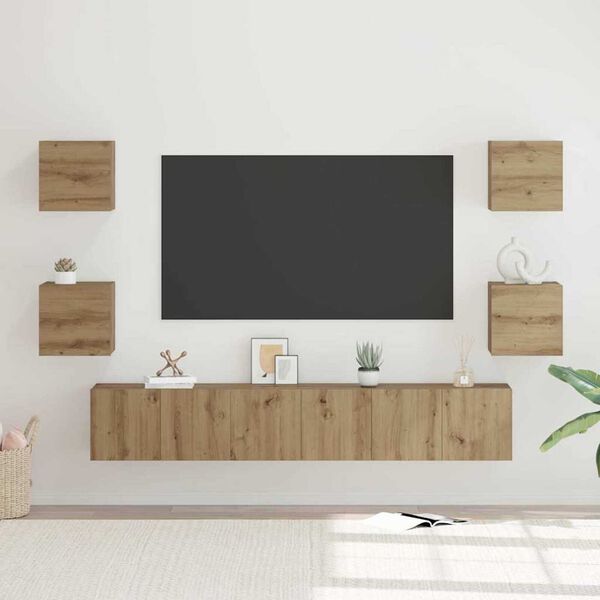 vidaXL TV Cabinet Set Wall-mounted 7 pcs Artisan Oak Engineered Wood