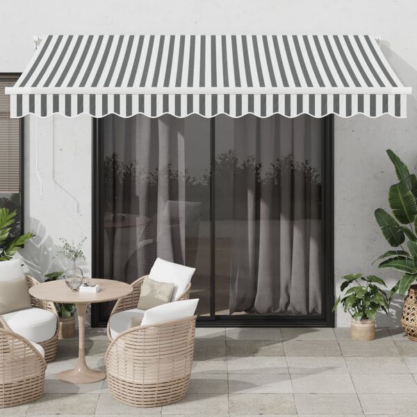 vidaXL Automatic Retractable Awning with LED Anthracite&White 350x250 cm