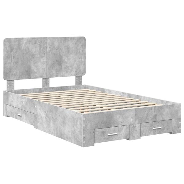 vidaXL Bed Frame Concrete Grey 135 x 190 cm Engineered Wood