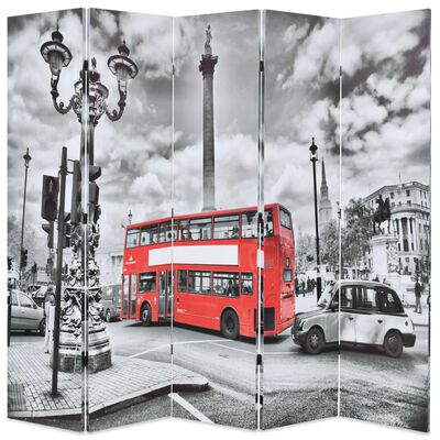 vidaXL Folding Room Divider 200x170 cm London Bus Black and White