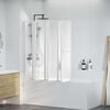 Shower Bath Screen Wall 140 x 168 cm 7 Panels Foldable with Towel Rack