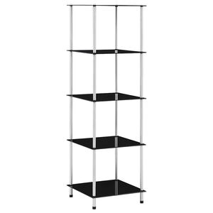 vidaXL 5-Tier Shelf Black 40x40x130 cm Tempered Glass