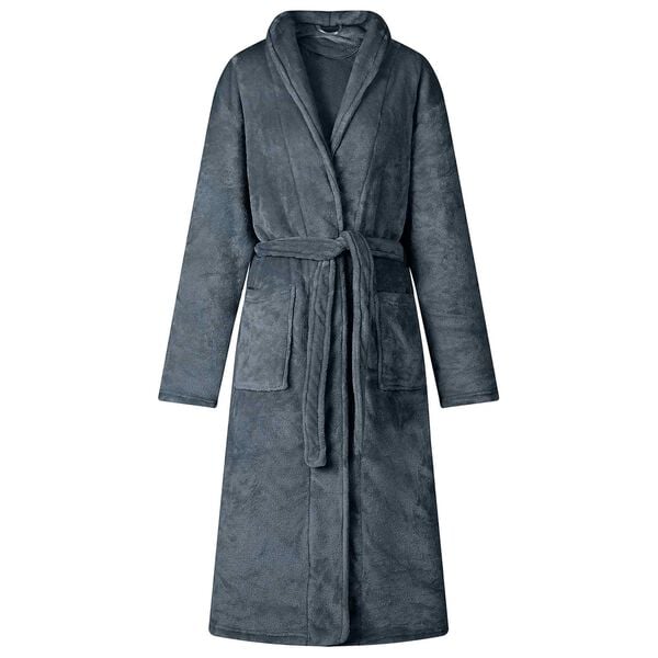 vidaXL Bathrobe without Hood Navy Blue L Flannel