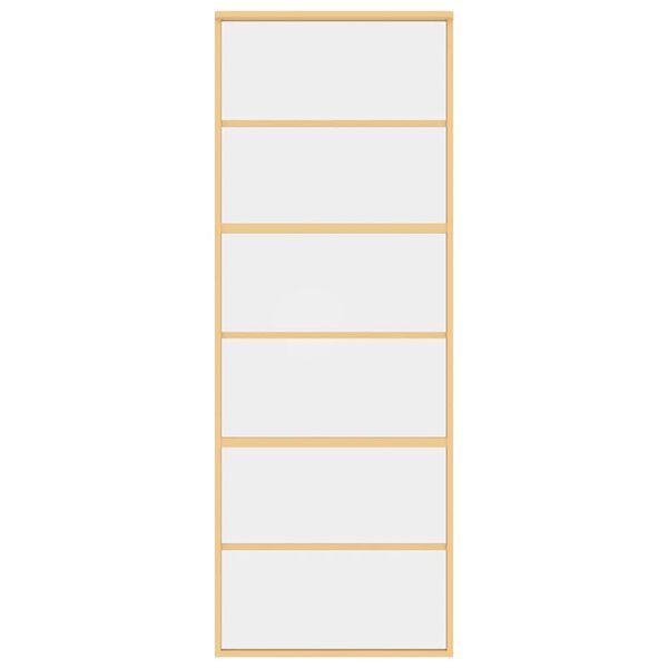 vidaXL Sliding Door Gold 76x205 cm Clear ESG Glass and Aluminium