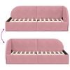 vidaXL Corner Bed Frame with Headboard Pink 90 cm x 200 cm Fabric