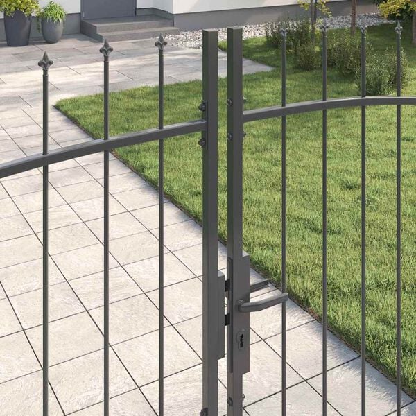 vidaXL Double Gate with Lock Grey 400 x 224.5 cm Steel
