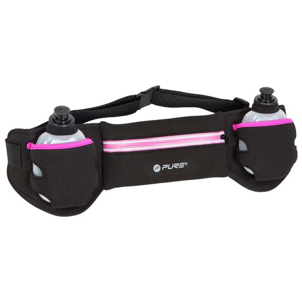 Pure2Improve Running Belt with 2 Bottles Black and Pink