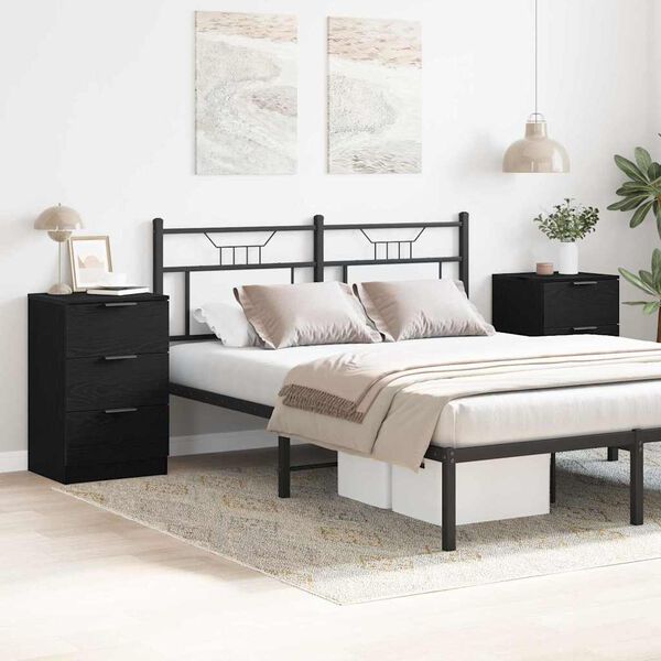 vidaXL Bedside Cabinet 2 pcs Black Oak 40 x 65 x 65 cm Engineered Wood