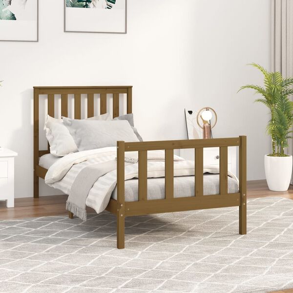 vidaXL Bed Frame without Mattress Honey Brown 100x200 cm Solid Wood Pine