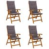 vidaXL Reclining Garden Chairs 4 pcs Natural Solid Acacia Wood