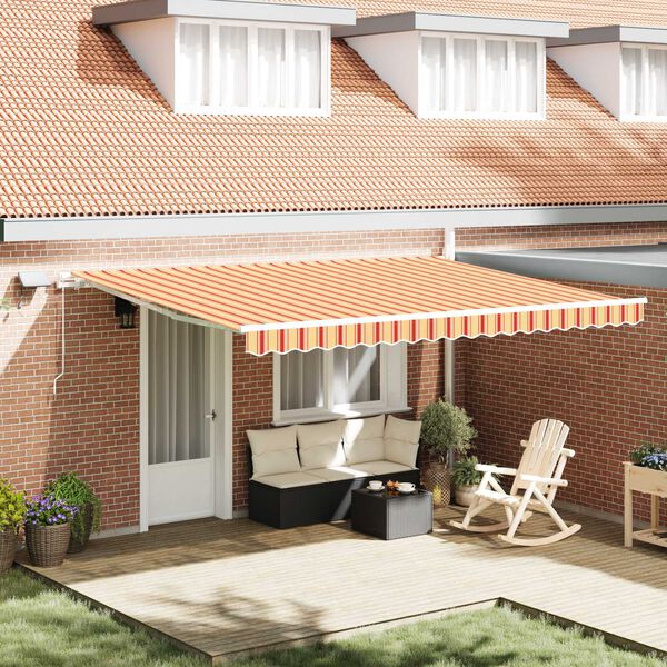 vidaXL Retractable Awning with Yellow and orange 450 x 300 cm Fabric