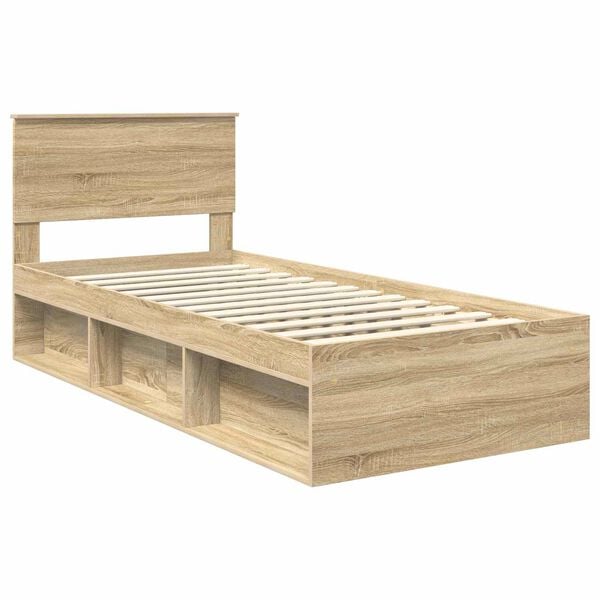 vidaXL Bed Frame with Headboard Sonoma 90 x 190 cm Engineered wood
