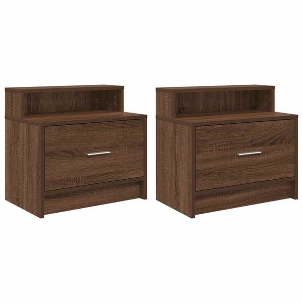 vidaXL Bedside Cabinets with Drawer 2 pcs Brown Oak 51x31x47 cm
