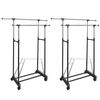 vidaXL Adjustable Clothes Racks 2 pcs 2 Hanging Rails