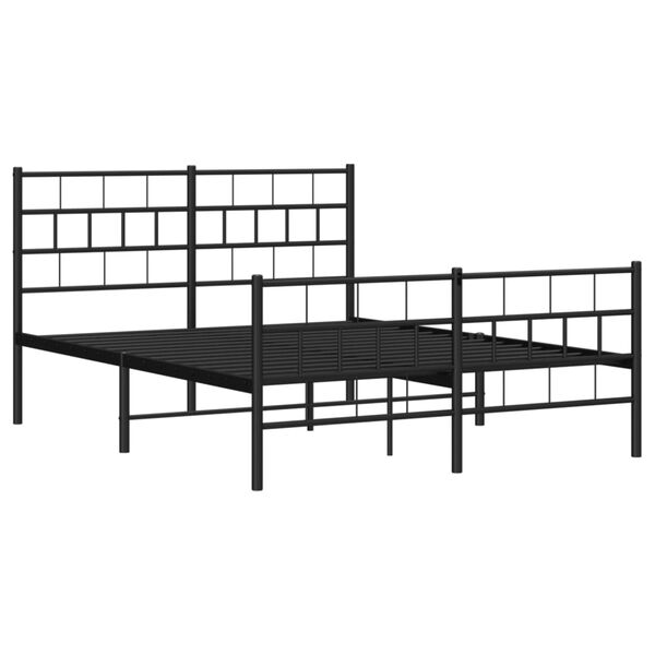 vidaXL Metal Bed Frame without Mattress with Footboard Black 120x200cm