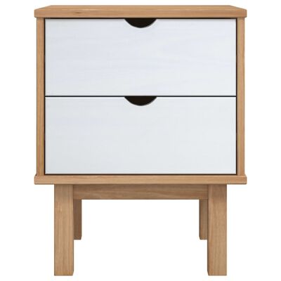 vidaXL Bedside Cabinet OTTA Brown&White 46x39.5x57cm Solid Wood Pine