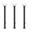 vidaXL Bollard Lights with Outlet 3 pcs 120 cm Black IP44