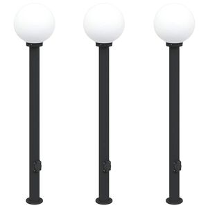 vidaXL Bollard Lights with Outlet 3 pcs 120 cm Black IP44