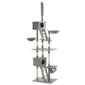 vidaXL Cat Tree | Grey | Engineered wood, carton, plush fabric, sisal rope