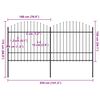 vidaXL Garden Fence with Spear Top Steel 359x175 cm Black